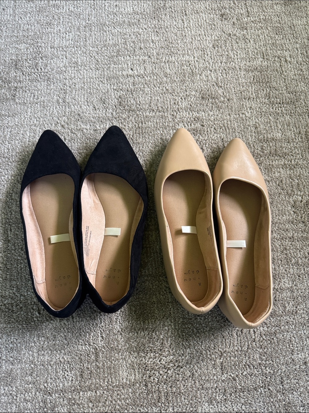 Classic Pointed-Toe Flats in Black and Nude - Comfortable Women's Shoes
